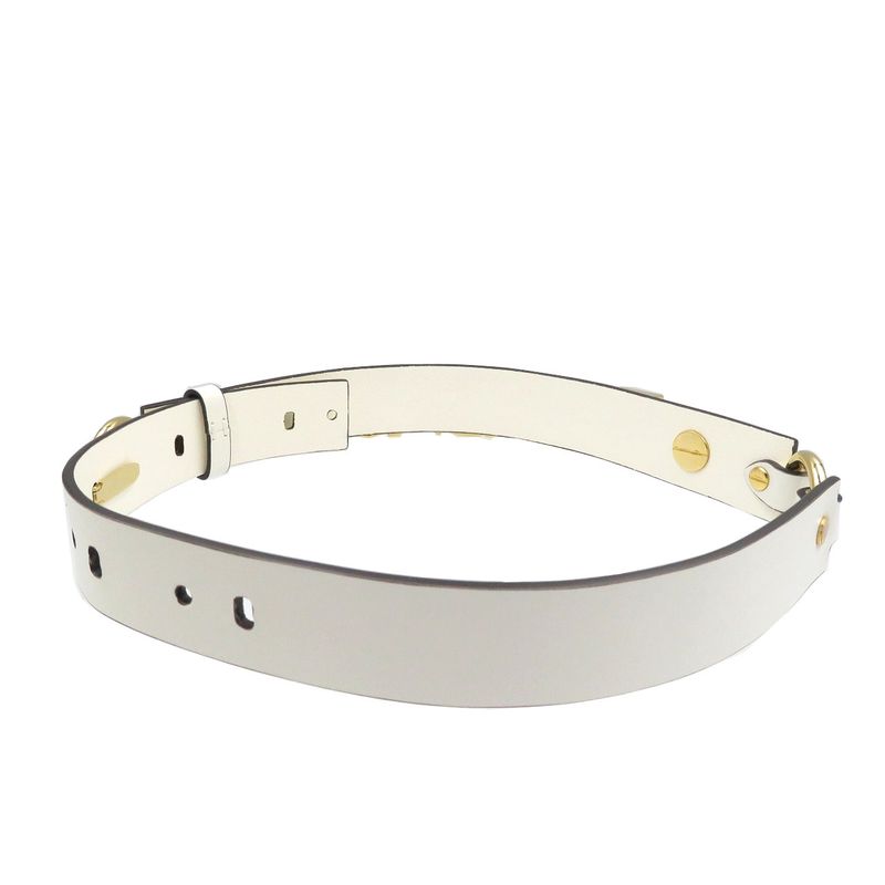 Versace Fendace Fendi 8 C0662 Leather Metal White Gold Belt 1891 — view 3