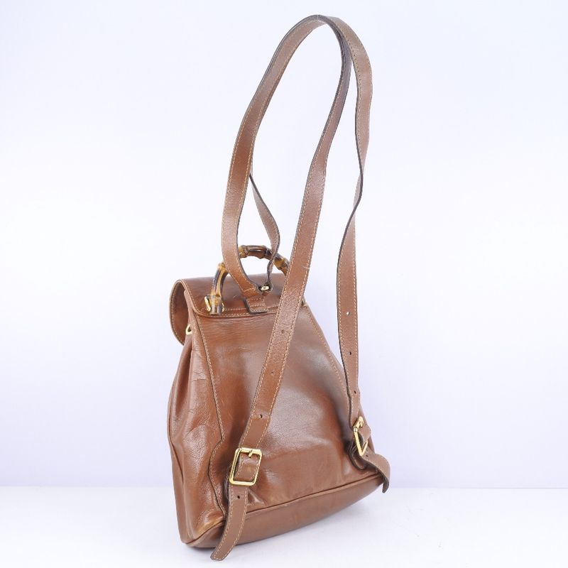 Gucci Bamboo 003.1705.0030 Calf Brown Backpack Daypack — view 3