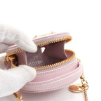Prada Pouch Pink Gold Triangle Logo Saffiano Leather Mini Charm