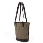 Celine Tote Bag Sulky Canvas Leather Beige Dark Brown Shoulder Bucket Shape — view 2