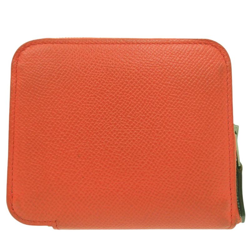 Hermes Azap Compact Silk Quinn Coin Case TS 011 AU Leather Orange 0097 — view 3