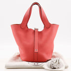 Hermes Picotin Lock 18 PM Taurillon Clemence Rose Texas Pink Silver Hardware — view 8