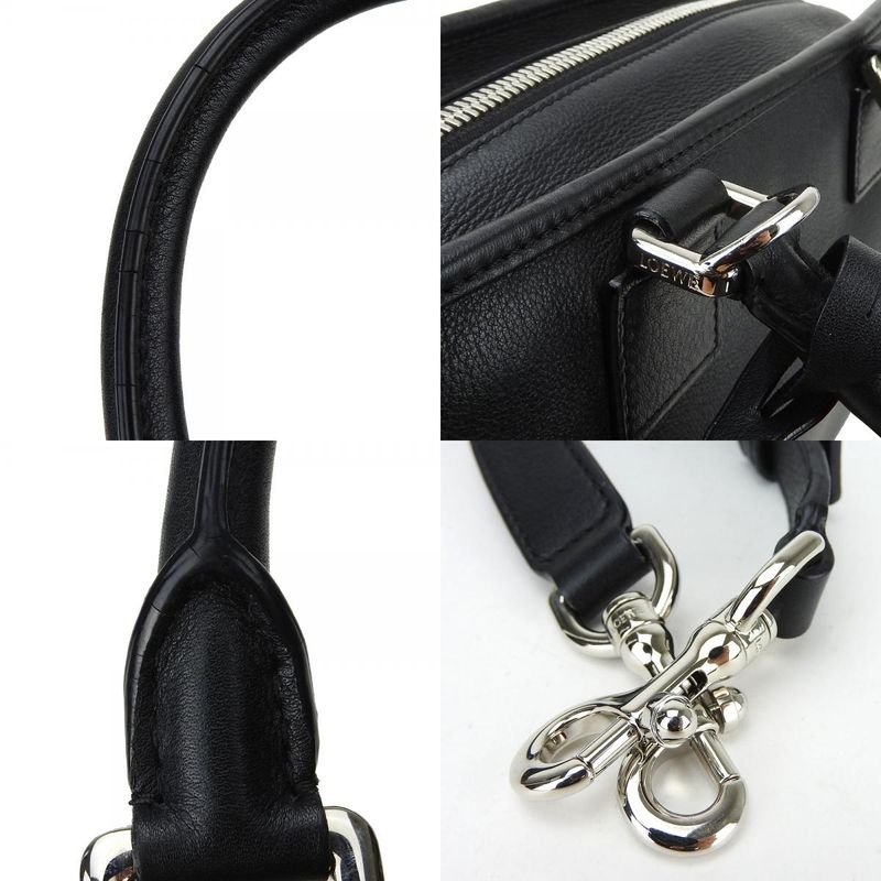 Loewe Handbag Amazona 28 Leather Black Silver Hardware 2-Way Shoulder Simple — view 6