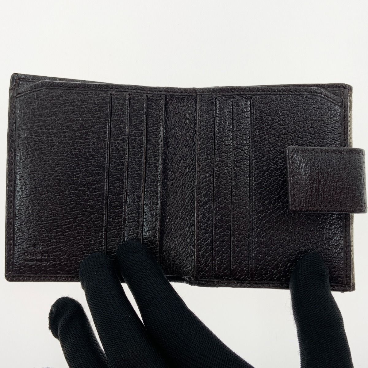 Gucci GG Canvas Compact Wallet W Hook Bifold Beige — view 6