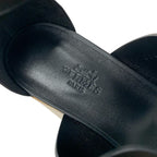 Hermes Charis Sandals Shoes Leather Black Brown Brides De Gala Quadri — view 7