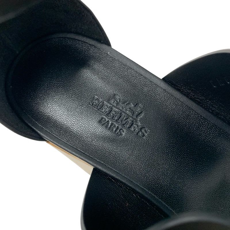 Hermes Charis Sandals Shoes Leather Black Brown Brides De Gala Quadri — view 7