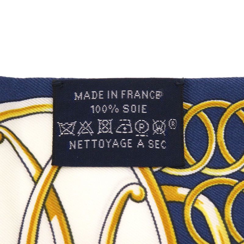 Hermes Lift Profile Scarf Silk Navy Blue 0129 — view 3