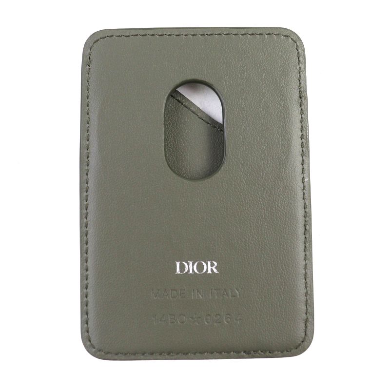 Christian Dior 2 flg Saddle Logo Magnet Gravity Leather Card Holder Case — view 4