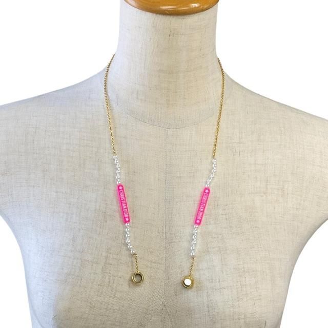 Christian Dior Airpods Holder Necklace Chain Logo Faux Pearl GP — view 7