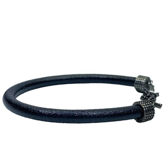 Saint Laurent Opium Bracelet Bangle Jewelry Logo Metal Leather Black — view 3