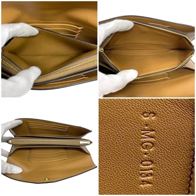 Celine Bifold Long Wallet Brown Navy White Leather — view 3
