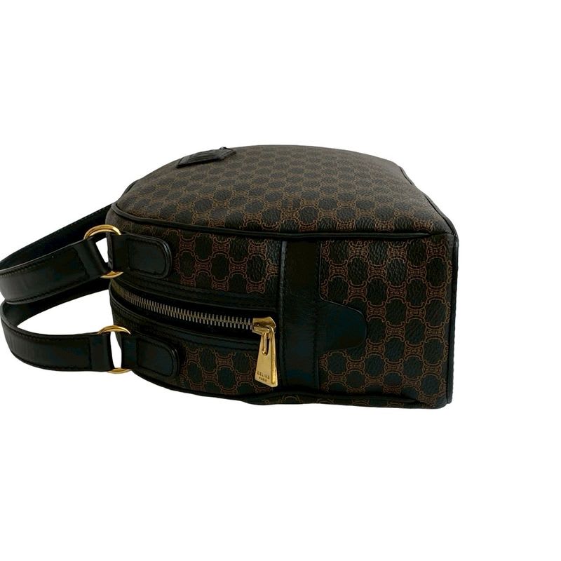 Celine Vintage Macadam Blason Triomphe Pattern Leather Handbag Mini Boston Bag — view 6