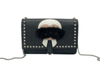 Fendi Shoulder Bag Chain Wallet Karl Lagerfeld Leather Black Silver — view 2
