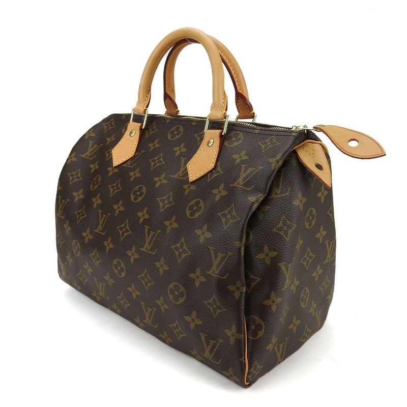 Louis Vuitton Speedy 30 Handbag Monogram Brown Gold Hardware — view 2