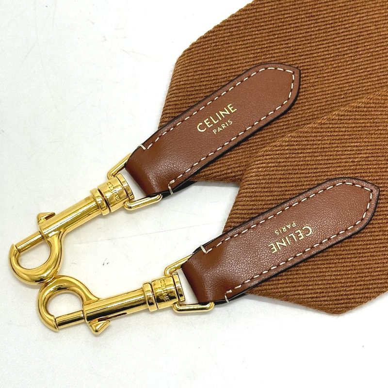 Celine Shoulder Strap Logo Canvas Leather Brown — view 3
