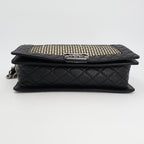 Chanel Boy Quilted Chain Shoulder Bag Leather Lambskin Light Beige — view 5