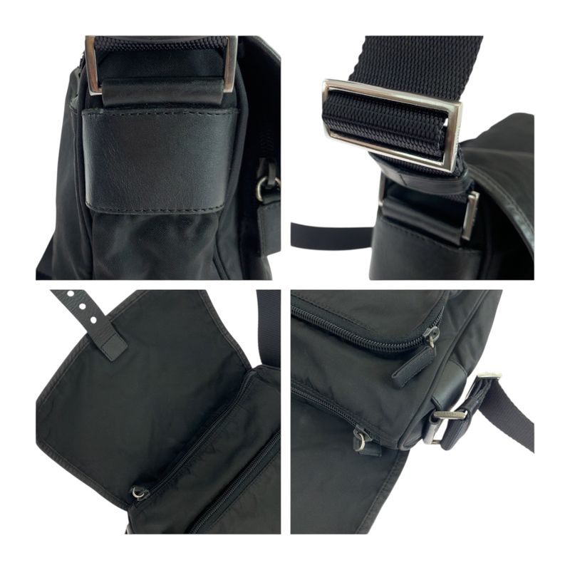Prada Tessuto Triangle Logo Plate Black Silver Hardware Nylon Bt0173 — view 6