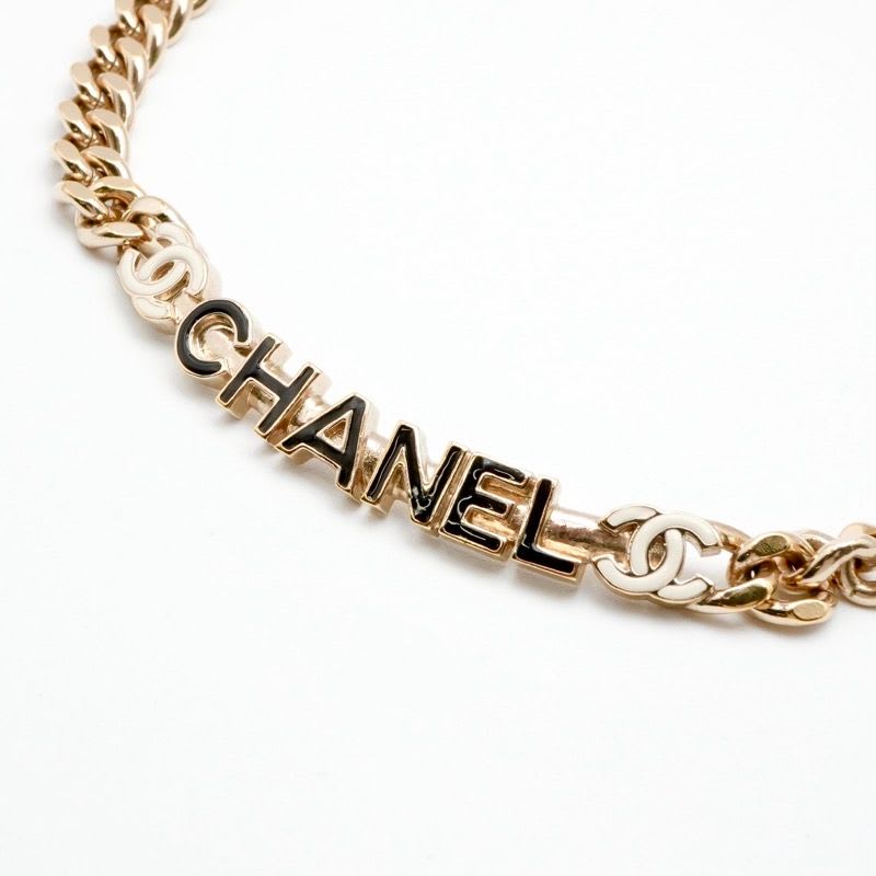 Chanel Choker Gold Black White Coco Mark Logo — view 4