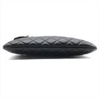 Chanel CC Logo Quilted Camellia Lambskin Clutch Black Pink Case — view 3