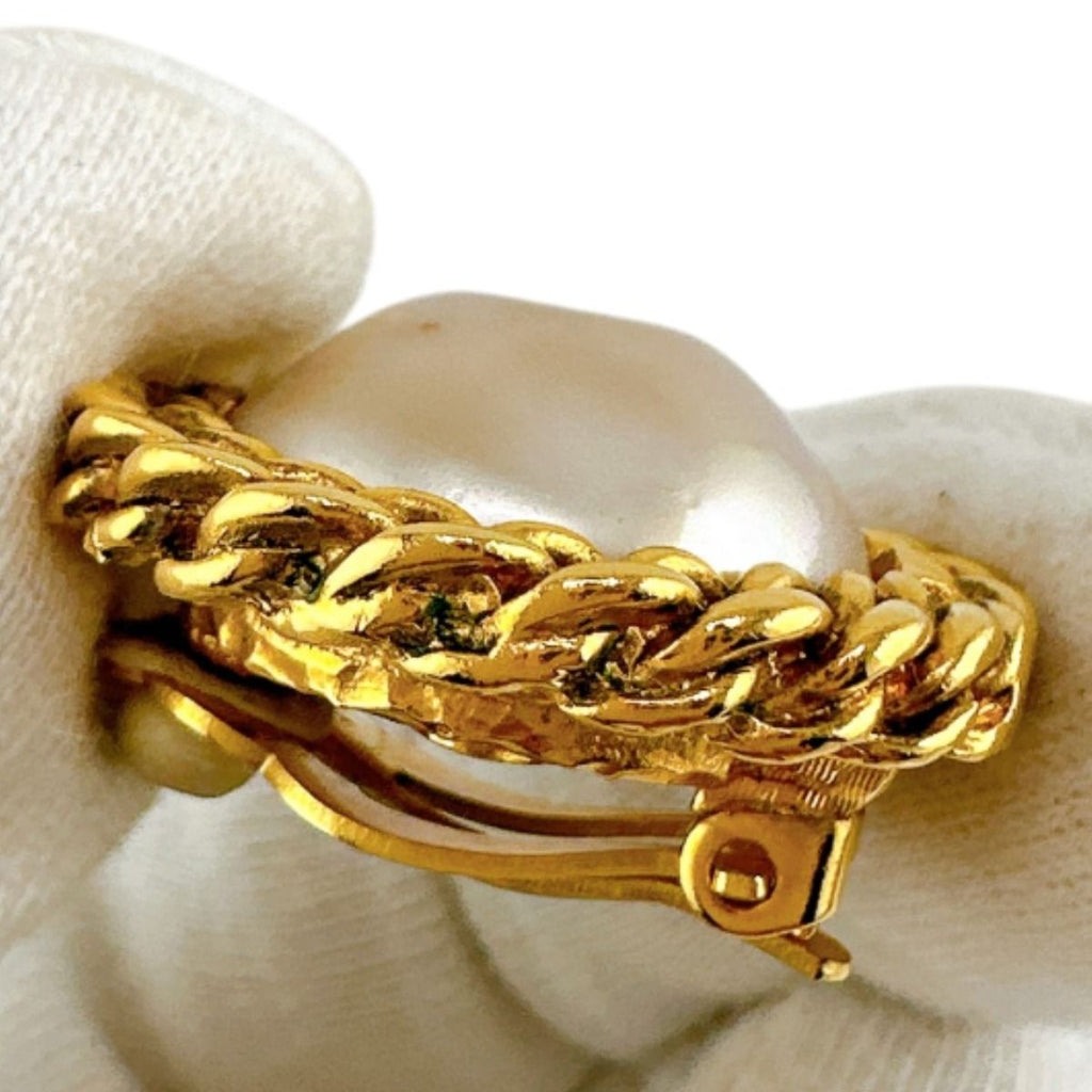 Chanel Vintage Faux Pearl Earrings — view 9