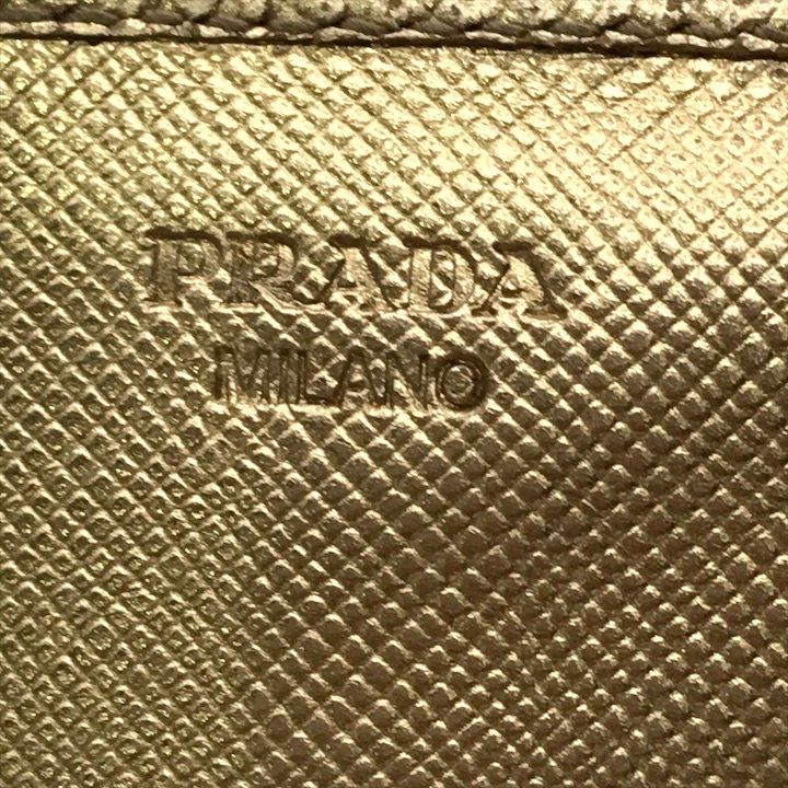 Prada Saffiano Leather Bifold Card Case Gold — view 9