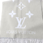 Louis Vuitton Echarpe Reykjavik 100% Cashmere Stole Grey Light Blue — view 8