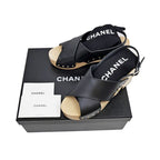 Chanel Wedge Sole Sandals Black Gdhardware Size 38 C Shoes — view 9