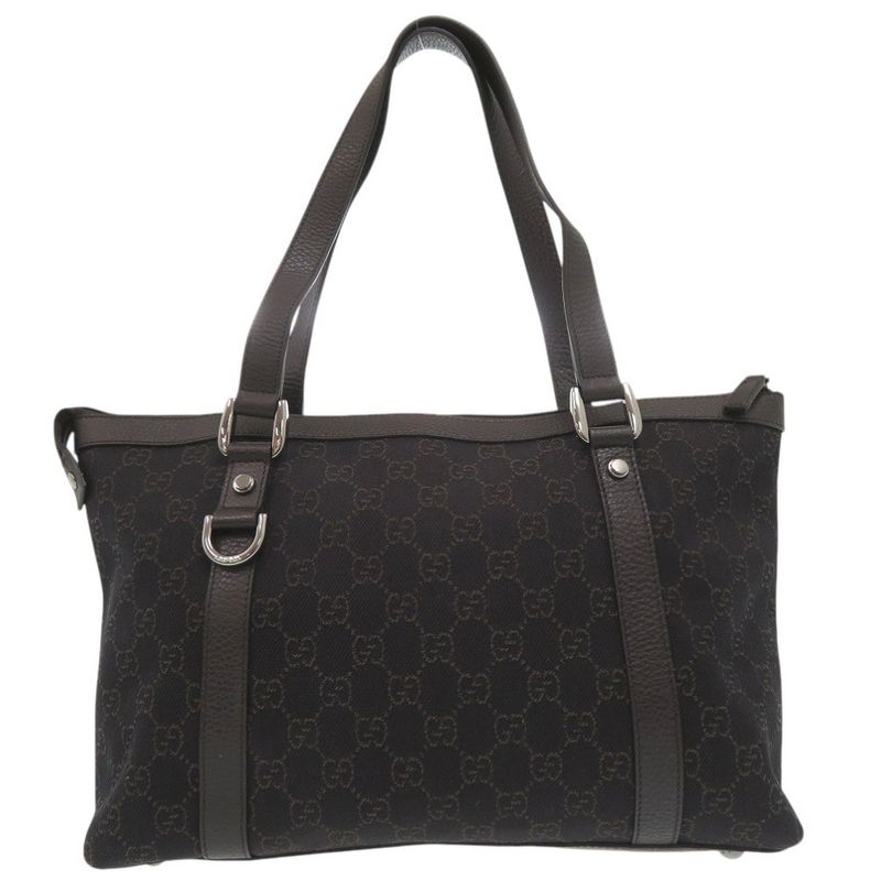 Gucci GG Abbey Tote Bag Canvas Leather Dark Brown 0767 — view 2