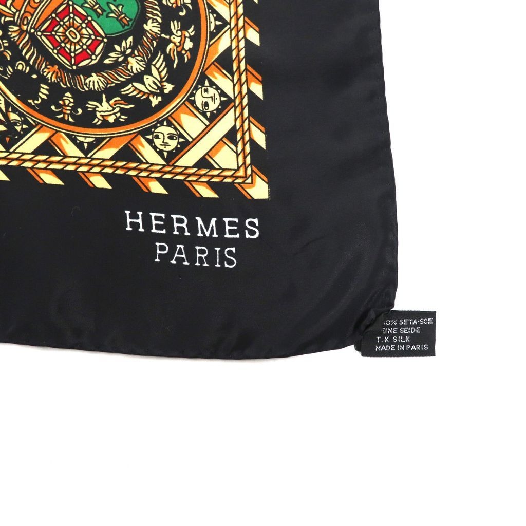 Hermes 90 Carre Scarf Coin Emblem Black Silk, All-Over Print — view 4