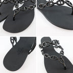 Hermes Island Sandals Chaine D'ancre Black Rubber Size 36 — view 7