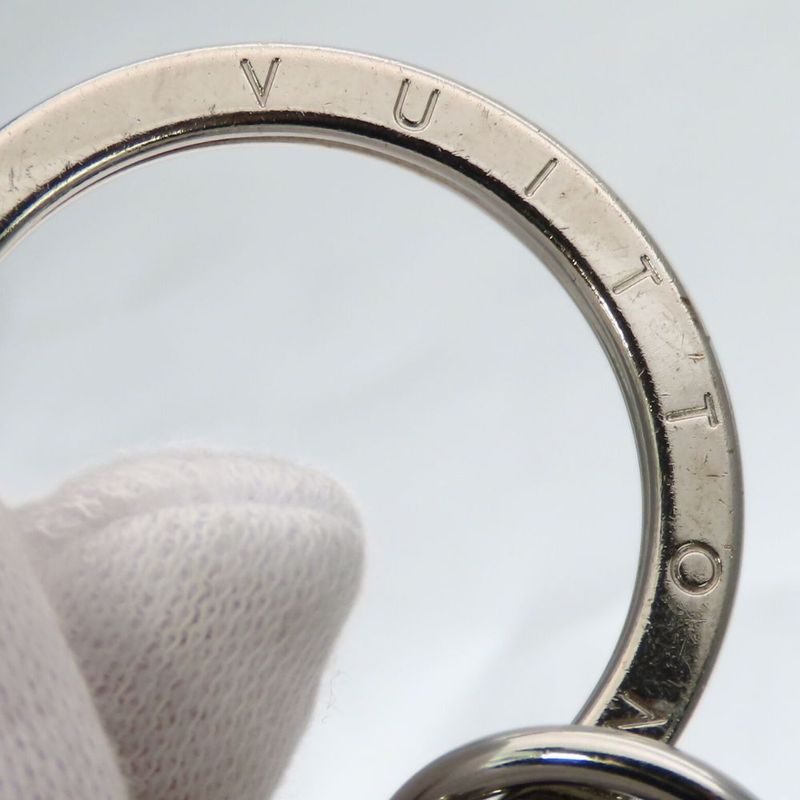 Louis Vuitton Key Holder Porte Cles Circle Metal Leather Silver Gray — view 6