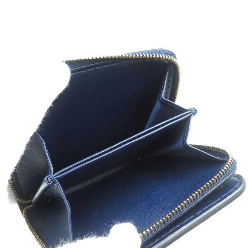 Christian Dior Bee Leather Gold Hardware Navy Blue Bifold Wallet 1128 — view 5