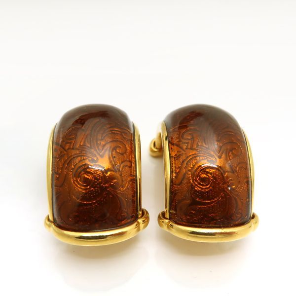 Yves Saint Laurent Earrings GP Arabesque Large Brown Vintage — view 4