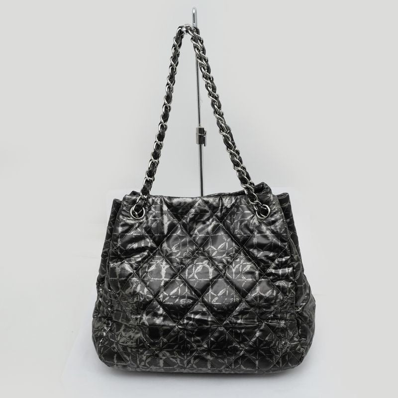 Chanel Nylon Chain Tote Bag Silver Hardware Quilted — view 7