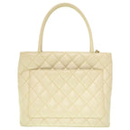 Chanel Medallion Tote Caviar Leather Ivory Grey Gold Hardware Bag 0088 — view 3