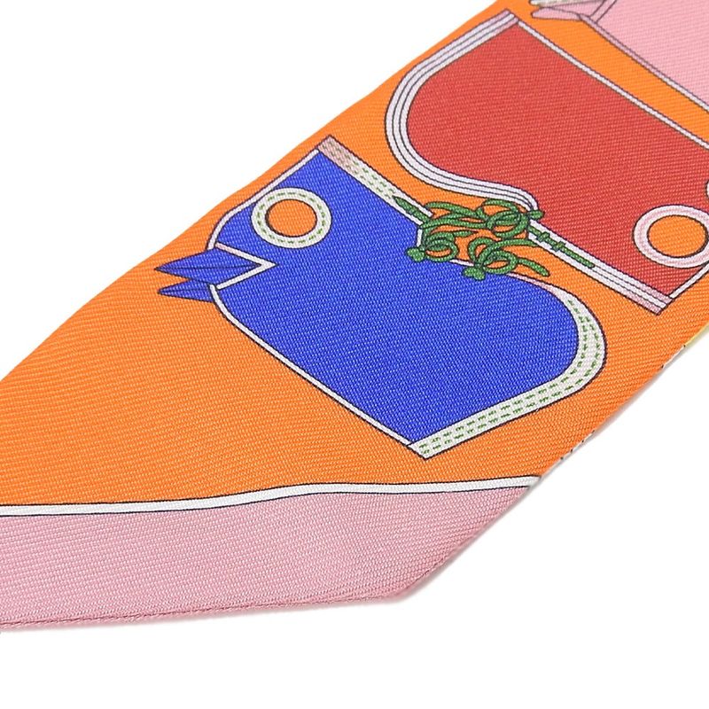 Hermes Twille Scarf Camails 100% Silk Orange Multicolor Small Accessories — view 5