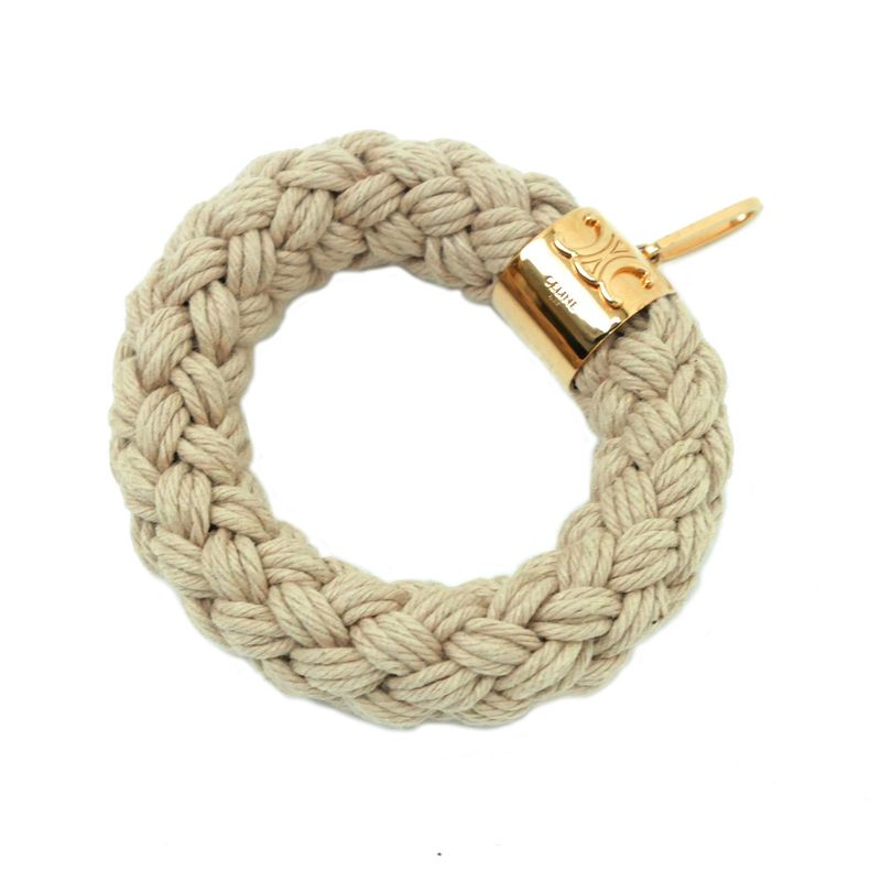 Celine Pendant Top Scrunchie Beige Gold Hardware Plated Accessory — view 4