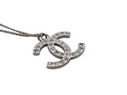 Chanel CC Logo Square Rhinestone Necklace 09 50 Silver Metal — view 3