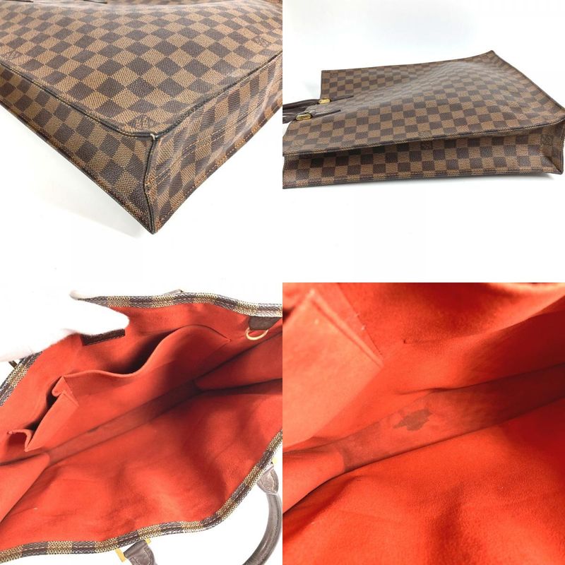 Louis Vuitton Tote Bag Sac Plat Damier Canvas Ebene Brown — view 8