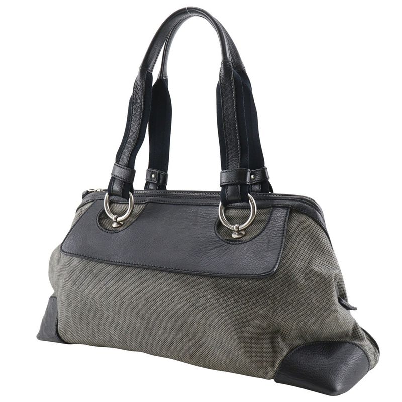 Bottega Veneta Canvas And Leather Gray Black Tote Bag — view 2