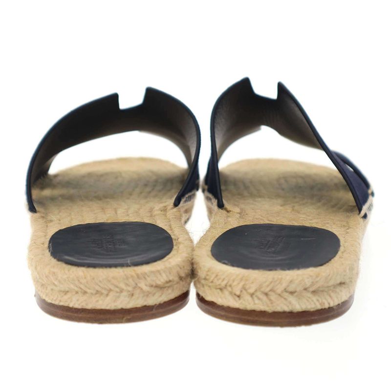 Hermes Antigua Sandals Espadrille Calf Sole Navy 40 — view 3