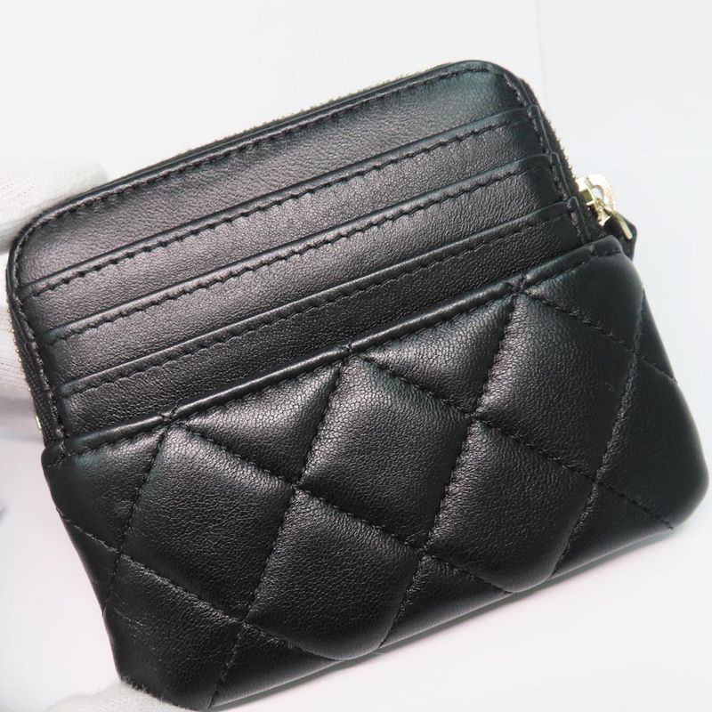 Chanel Classic Zip Coin Purse Ap2061 Black Lambskin Gdhardware — view 7