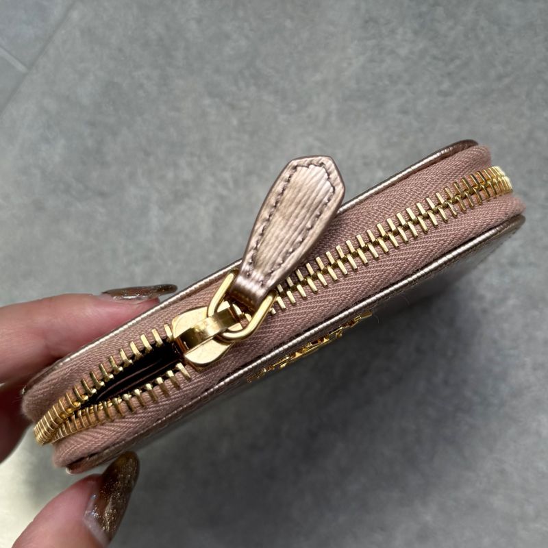 Prada Round Zipper Coin Case Card Viteromove Saffiano Pink Gold Box — view 8