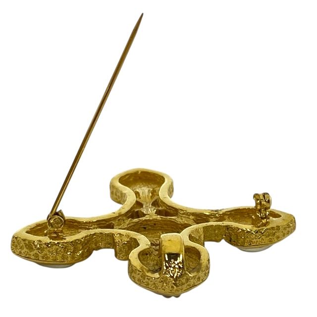 Dior Necklace Brooch 2-Way Top Pendant Faux Pearl Gold Logo — view 9