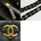Chanel Quilted As3634 Black Chain Tote Bag Caviar Leather Gold Hardware — view 6