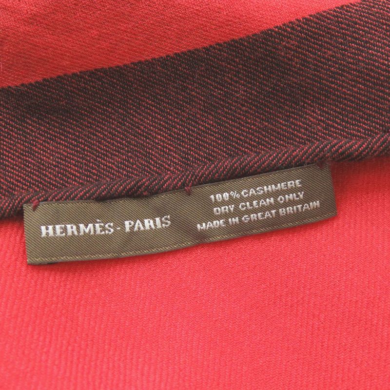 Hermes Cashmere Red Stole 0454 — view 5