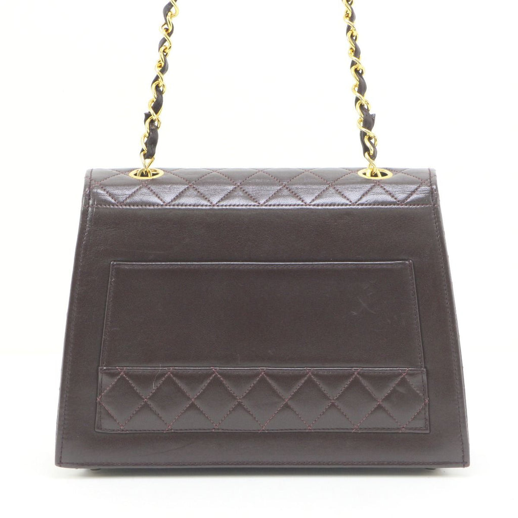 Chanel Quilted Shoulder Bag Leather Dark Brown — view 3