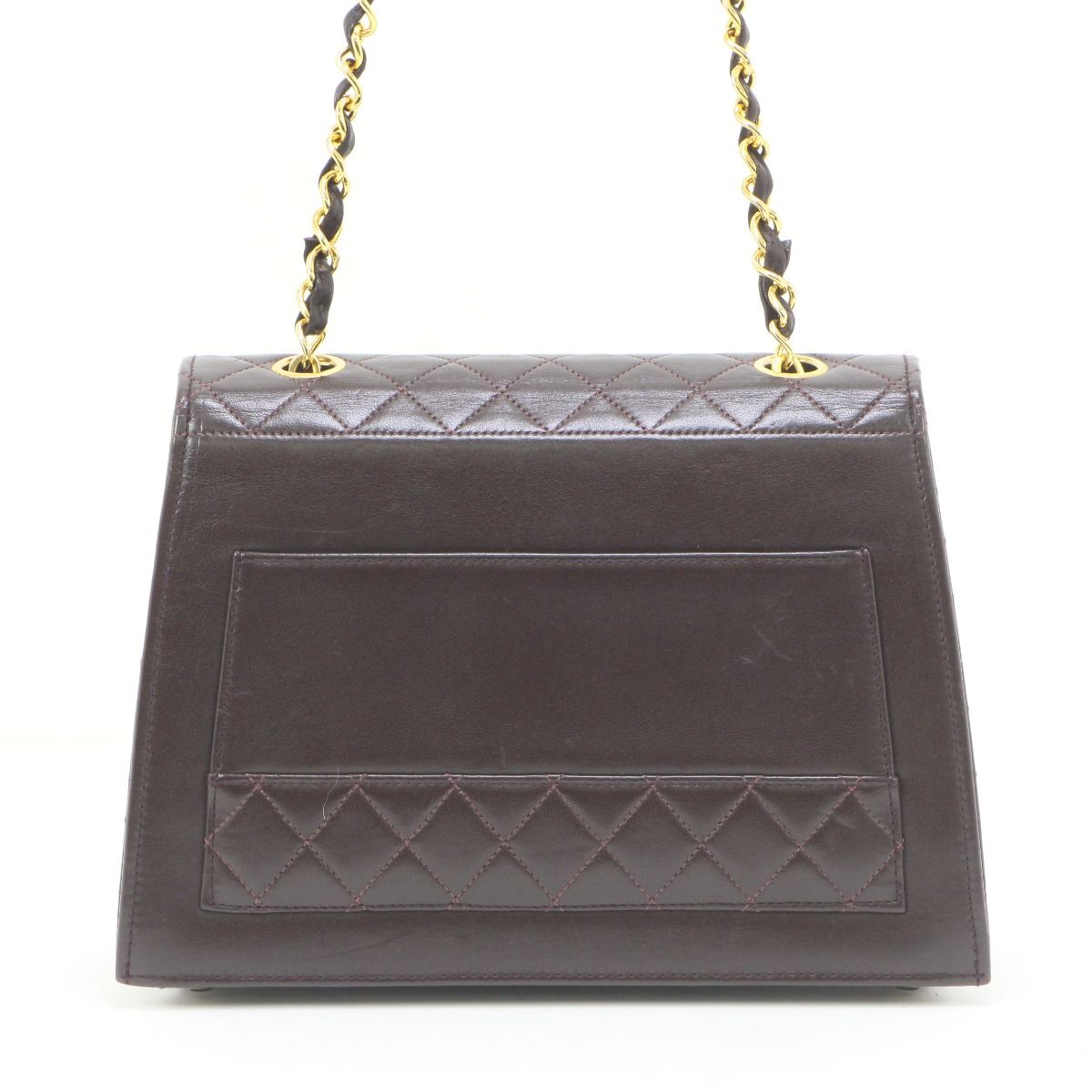Chanel Quilted Shoulder Bag Leather Dark Brown — view 3