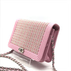Chanel CC Logo Rhinestone Chain Wallet Shoulder Bag Pink — view 2
