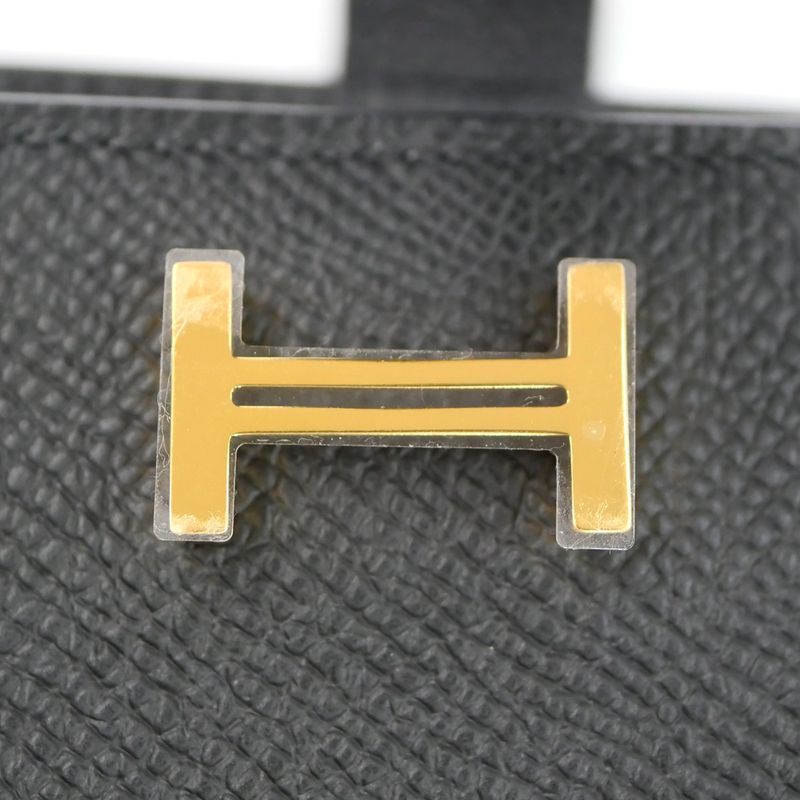 Hermes Bearn Mini Bifold Wallet Black Gold Hardware Veau Epsom Noir — view 8